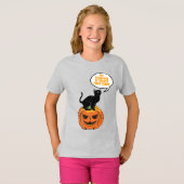 カボチャの黒猫、ハロウィーンTシャツ Tシャツ (正面フル)