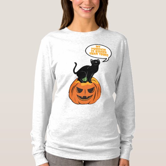 カボチャの黒猫、ハロウィーンTシャツ Tシャツ (正面)