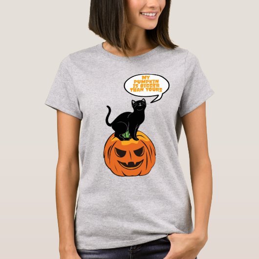 カボチャの黒猫、ハロウィーンTシャツ Tシャツ (正面)