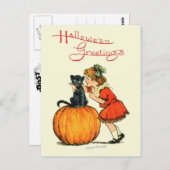 カボチャの黒猫 ポストカード (正面/裏面)