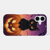 カボチャの黒猫 iPhone 16ケース (裏面横)