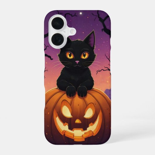 カボチャの黒猫 iPhone 16ケース (裏面)