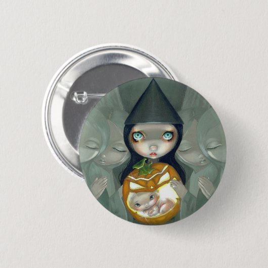 "カボチャの"ボタン生まれて下さい 缶バッジ (正面&裏面)