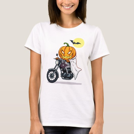 カボチャはオートバイに乗る Tシャツ (正面)