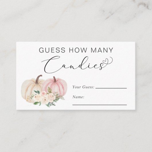 カボチャは、何人のベビーガールシャワーゲームを推測 エンクロージャーカード (正面)