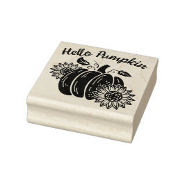 カボチャひまわりの花かわいいテキストを追加 ラバースタンプ