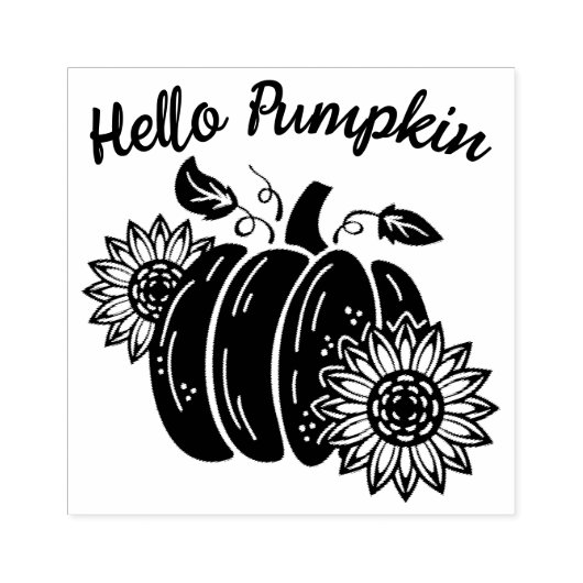 カボチャひまわりの花かわいいテキストを追加 ラバースタンプ (インプリント)