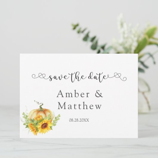カボチャひまわりウェディングデイトカードを保存 セーブザデート (スタンド正面)