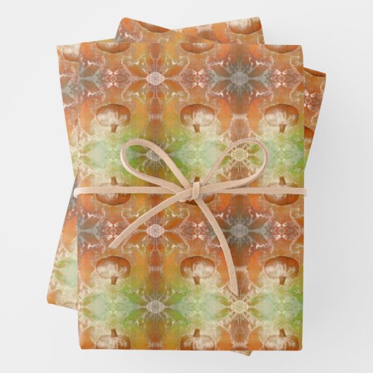 カボチャひまわりバーンスレッドオレンジヴィンテージテクスチャ ラッピングペーパーシート (インサイチュ)
