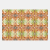 カボチャひまわりバーンスレッドオレンジヴィンテージテクスチャ ラッピングペーパーシート (正面)