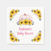 カボチャひまわりピンクフローラ秋ベビーシャワー スタンダードカクテルナプキン (正面)