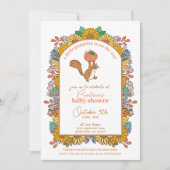 カボチャひまわりリス赤ちゃんシャワー 招待状 (正面)