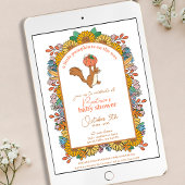 カボチャひまわりリス赤ちゃんシャワー 招待状