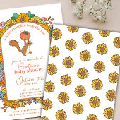 カボチャひまわりリス赤ちゃんシャワー 招待状