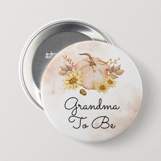 カボチャひまわり祖母の赤ちゃんシャワー 缶バッジ (正面&裏面)