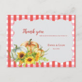 カボチャひまわり秋秋の結婚式ありがとう ポストカード (正面)