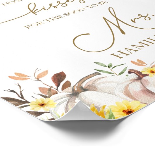 カボチャひまわり花どのように多くのキスサイン ポスター (角)