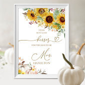 カボチャひまわり花どのように多くのキスサイン ポスター