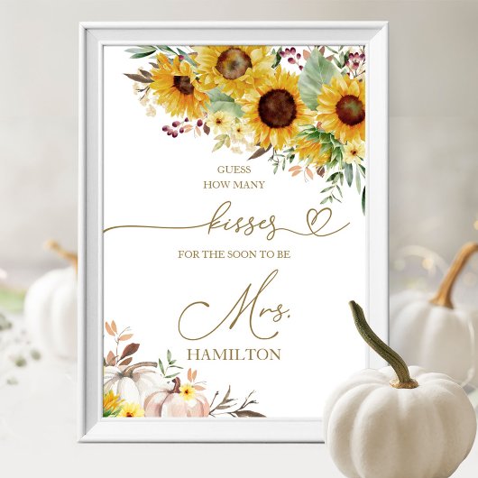 カボチャひまわり花どのように多くのキスサイン ポスター