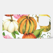 カボチャひまわり花：水彩パターンデザイン Case-Mate iPhoneケース (裏面 (横))