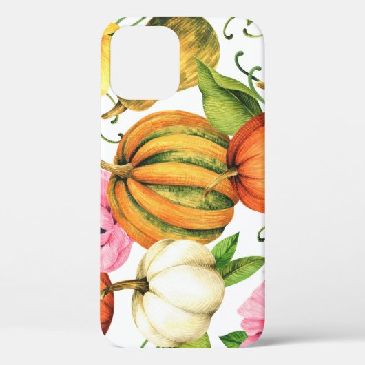 カボチャひまわり花：水彩パターンデザイン Case-Mate iPhoneケース (裏面)