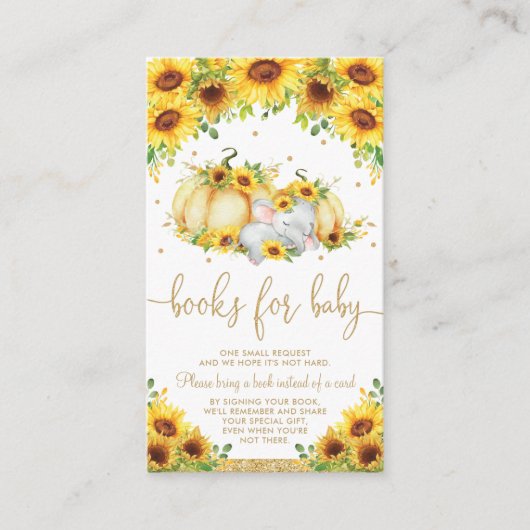 カボチャひまわり象シャワーブックベビー エンクロージャーカード (正面)