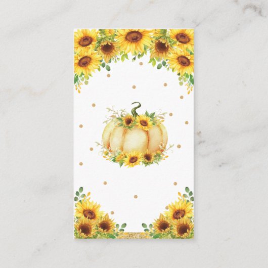 カボチャひまわり赤ちゃんシャワーおむつラッフル エンクロージャーカード (裏面)