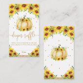 カボチャひまわり赤ちゃんシャワーおむつラッフル エンクロージャーカード (正面/裏面)