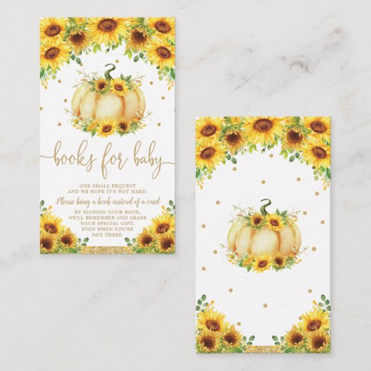 カボチャひまわり赤ちゃんシャワーベビー エンクロージャーカード (正面/裏面)