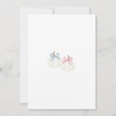 カボチャほこりっぽいピンクブルーリボンジェンダーリビール 招待状 (裏面)