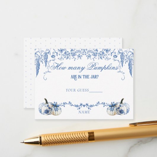 カボチャほこりっぽいブルートイレフローラおむつベビーシャワー エンクロージャーカード (正面/裏面インサイチュ)