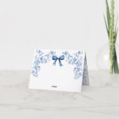 カボチャほこりっぽい青お洒落フローラ赤ちゃんシャワー サンキューカード (裏面)