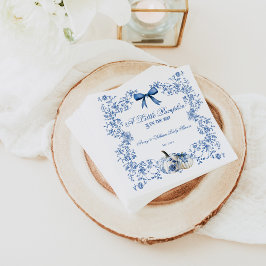 カボチャほこりっぽい青お洒落フローラ赤ちゃんシャワー スタンダードカクテルナプキン