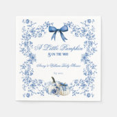 カボチャほこりっぽい青お洒落フローラ赤ちゃんシャワー スタンダードカクテルナプキン (正面)