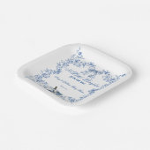 カボチャほこりっぽい青お洒落フローラ赤ちゃんシャワー ペーパープレート (傾斜あり)