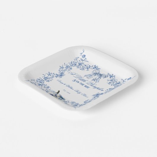 カボチャほこりっぽい青お洒落フローラ赤ちゃんシャワー ペーパープレート (傾斜あり)