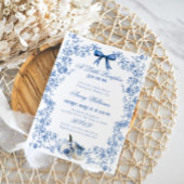 カボチャほこりっぽい青お洒落フローラ赤ちゃんシャワー 招待状