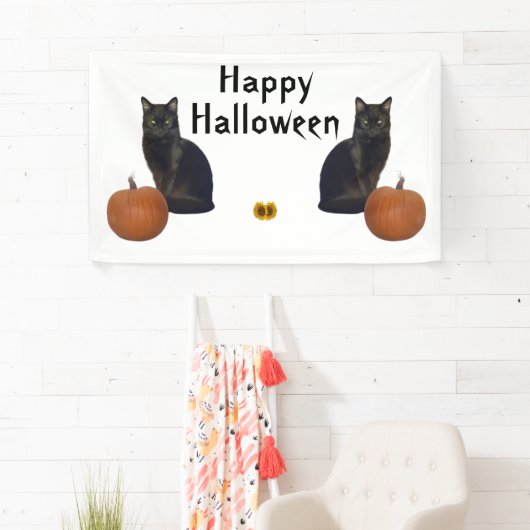 カボチャやひまわりの黒猫 横断幕 (インサイチュ)