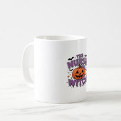 カボチャよくはしゃぐの魔女を使ったデザイン コーヒーマグカップ (正面左)