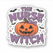 カボチャよくはしゃぐの魔女を使ったデザイン シール (正面)