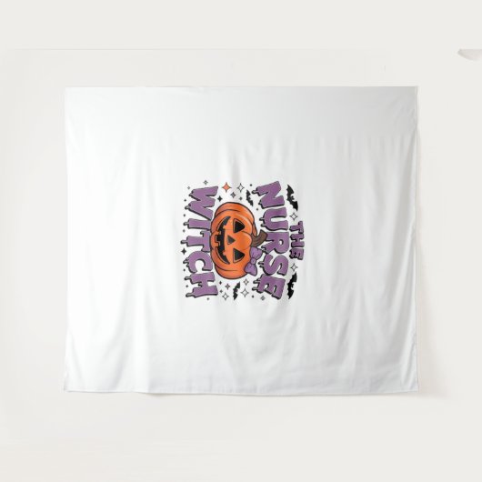 カボチャよくはしゃぐの魔女を使ったデザイン タペストリー (正面(横))