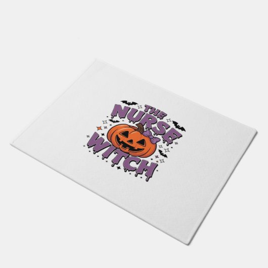 カボチャよくはしゃぐの魔女を使ったデザイン ドアマット (アングル)