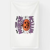 カボチャよくはしゃぐの魔女を使ったデザイン 横断幕 (縦)