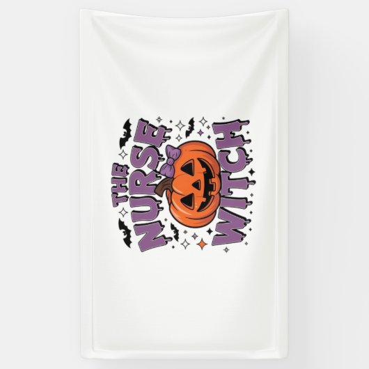 カボチャよくはしゃぐの魔女を使ったデザイン 横断幕 (縦)