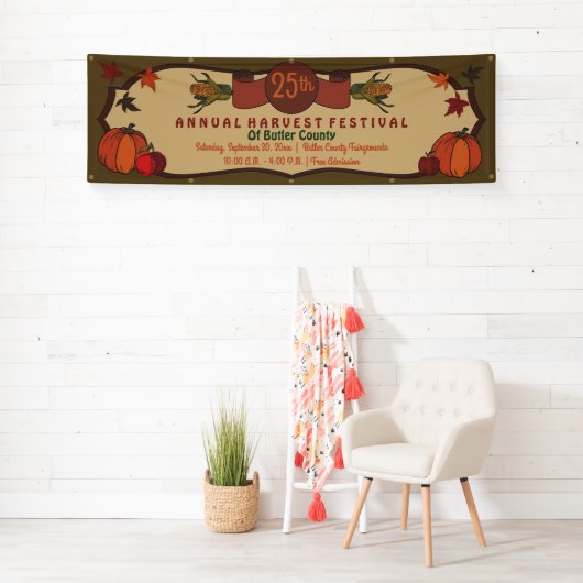 カボチャりんごのトウモロコシの葉の秋の収穫のフェスティバル 横断幕 (インサイチュ)