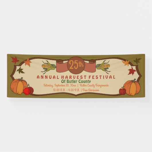 カボチャりんごのトウモロコシの葉の秋の収穫のフェスティバル 横断幕 (横)