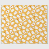 カボチャをオレンジに乗せた可愛いハロウィーン幽霊 ラッピングペーパー (フラット)