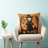 カボチャをセッティングしたハロウィン不気味の魔女 クッション (椅子)