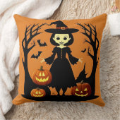 カボチャをセッティングしたハロウィン不気味の魔女 クッション (ブランケット)