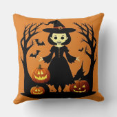 カボチャをセッティングしたハロウィン不気味の魔女 クッション (裏面)